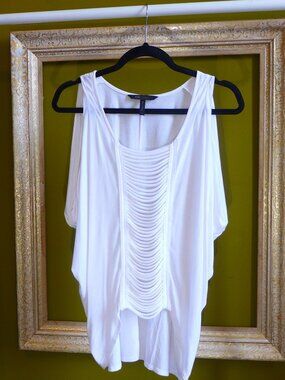 BCBGMAXAZRIA, Size S, Like New, No Tag, Women's Top, White, Cage-Detail Front